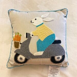 Cottontail Lane Bunny Rabbit Embroidered Throw Pillow Blue Spring
Easter